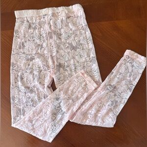 3/$20 Lullah bette Girls Footless Lace Leggings Baby Pink Large 8-9